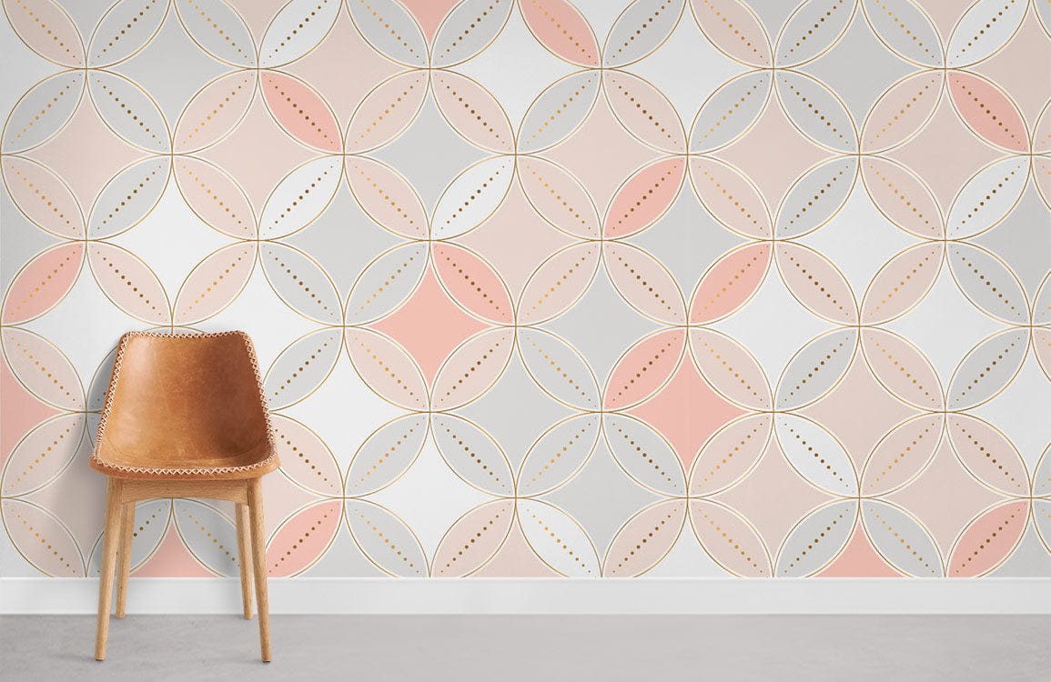 Modern Geometric Leaf Pattern Wallpaper Mural