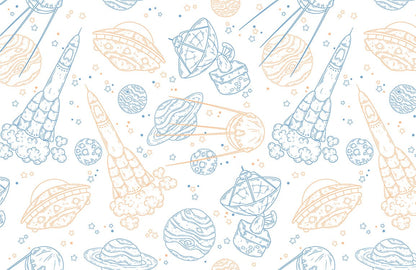 Whimsical Space Adventure Kids Wall Mural