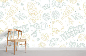 Whimsical Space Adventure Kids Wallpaper Mural