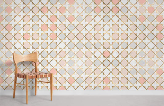 Geometric Pink Gold Modern Mural Wallpaper