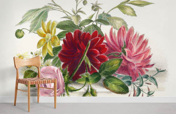 Vintage Botanical Garden Floral Mural Wallpaper