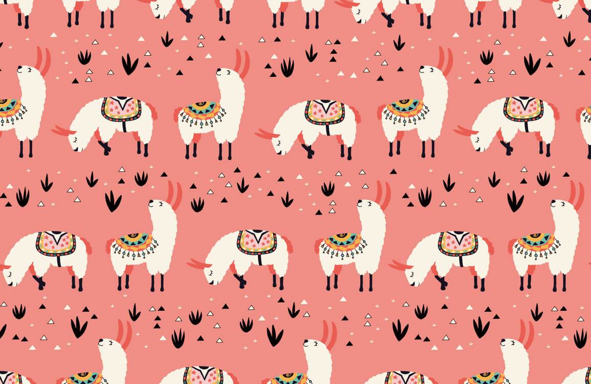 Sheep on Grass and Brightly Colored Background Wallpaper Mural for Home Decoration
