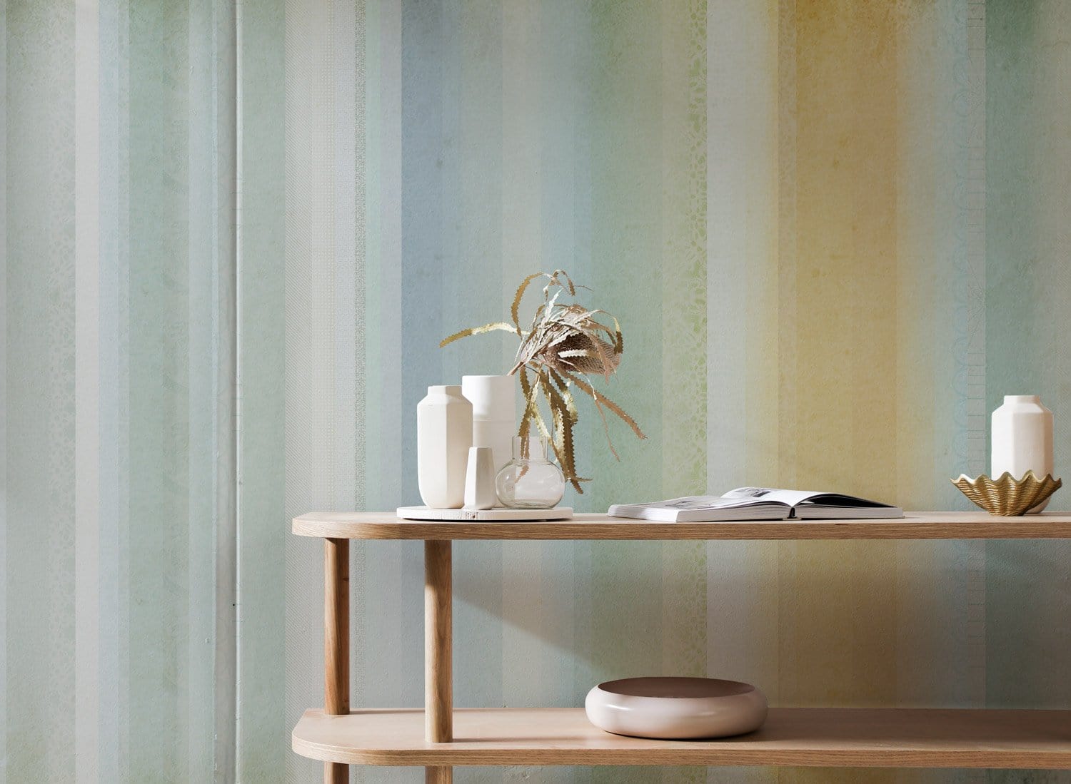 Patterned Color Texture Stripe Wallpaper Mural for the Decoration of the Study Room