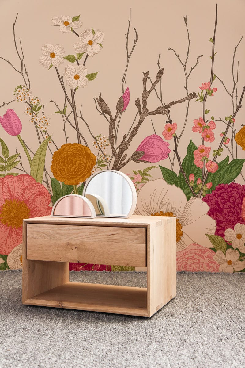 Wallpaper mural for the floor featuring a colorful floral pattern, perfect for interior design.