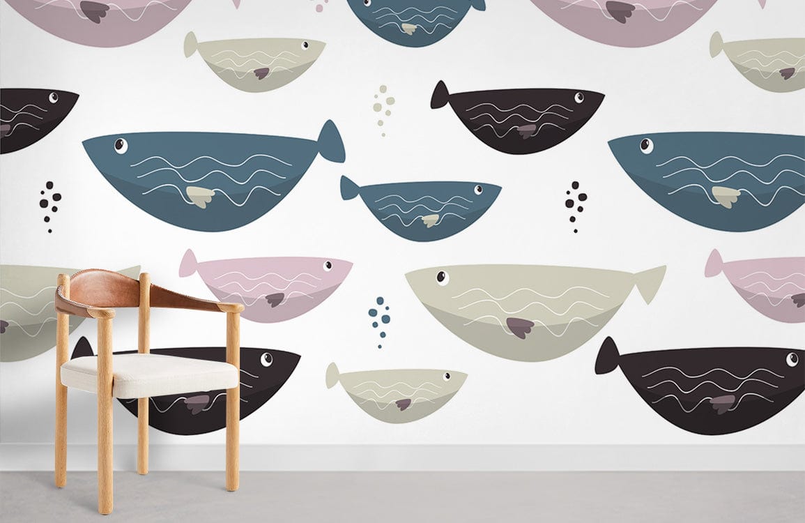 Colorful Fish Animal Wallpaper Room Decoration Idea