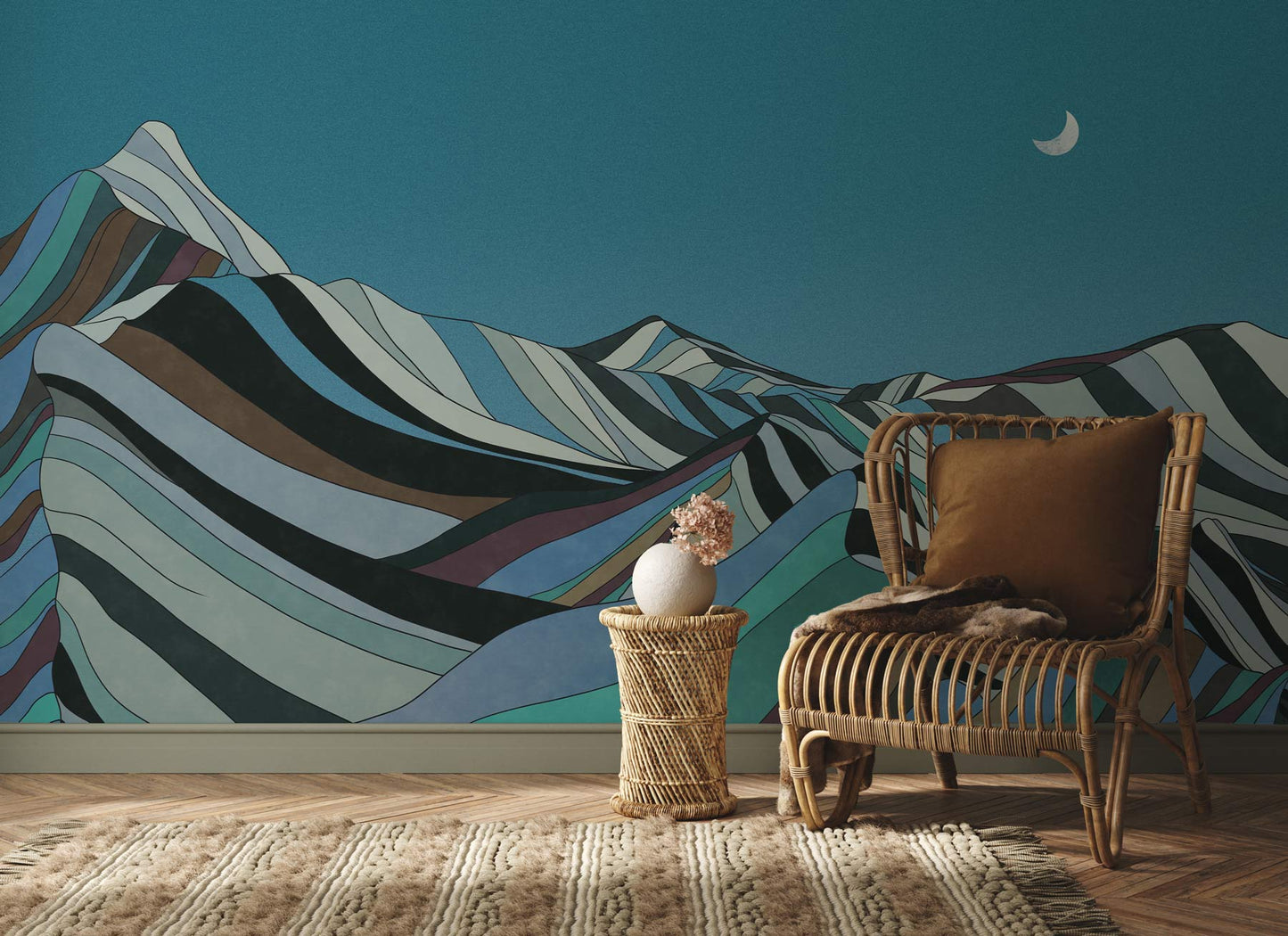 Blue Mountain Wall Mural For Living Room