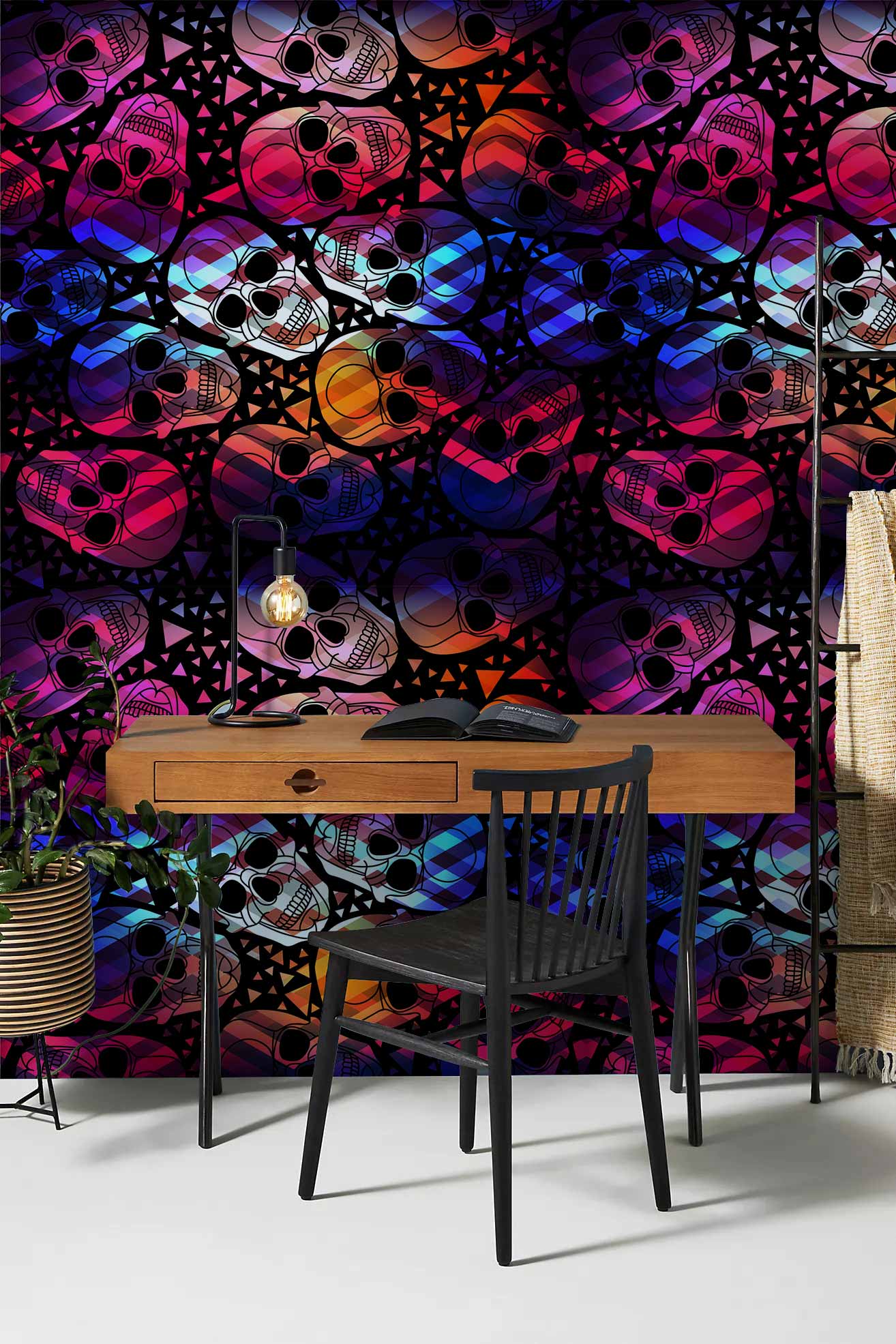 Ombre Skeleton Cool Wallpaper Interior Art Design