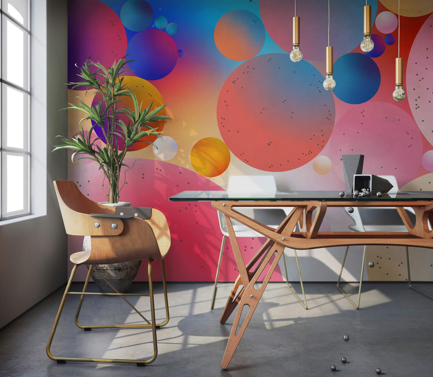 Abstract Balls Wallpaper Mural Home Interior