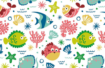 unique cartoon fish pattern wallpaper