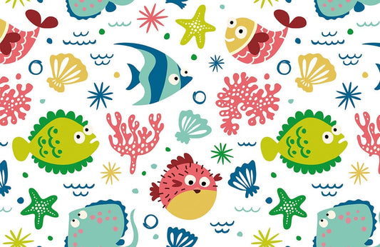 unique cartoon fish pattern wallpaper