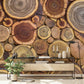 Study Room Decoration Wallpaper Mural Featuring a Colorful Wood Effect Pattern