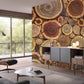 Living Room Decoration Wallpaper Mural Featuring a Colorful Wood Effect Pattern