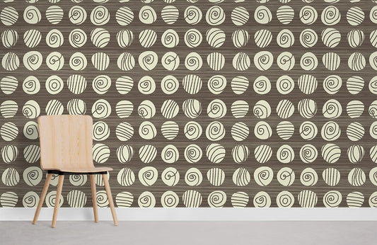 Neutral Abstract Spiral Pattern Mural Wallpaper