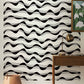 Modern Black White Wavy Mural Wallpaper in office