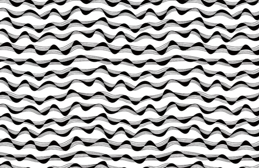 Modern Black White Wavy Mural Wallpaper