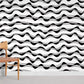 Modern Black White Wavy Mural Wallpaper