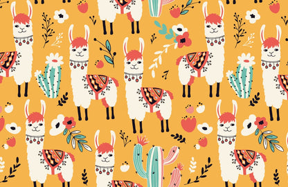 cute alpaca cartoon Wallpaper Mural for wall decor