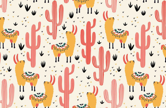 Sheep cactus wallpaper mural for your home, with a cool yellow exotic design.