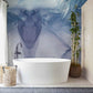 cool blue marble custom wallpaper mural for bathroom decoration