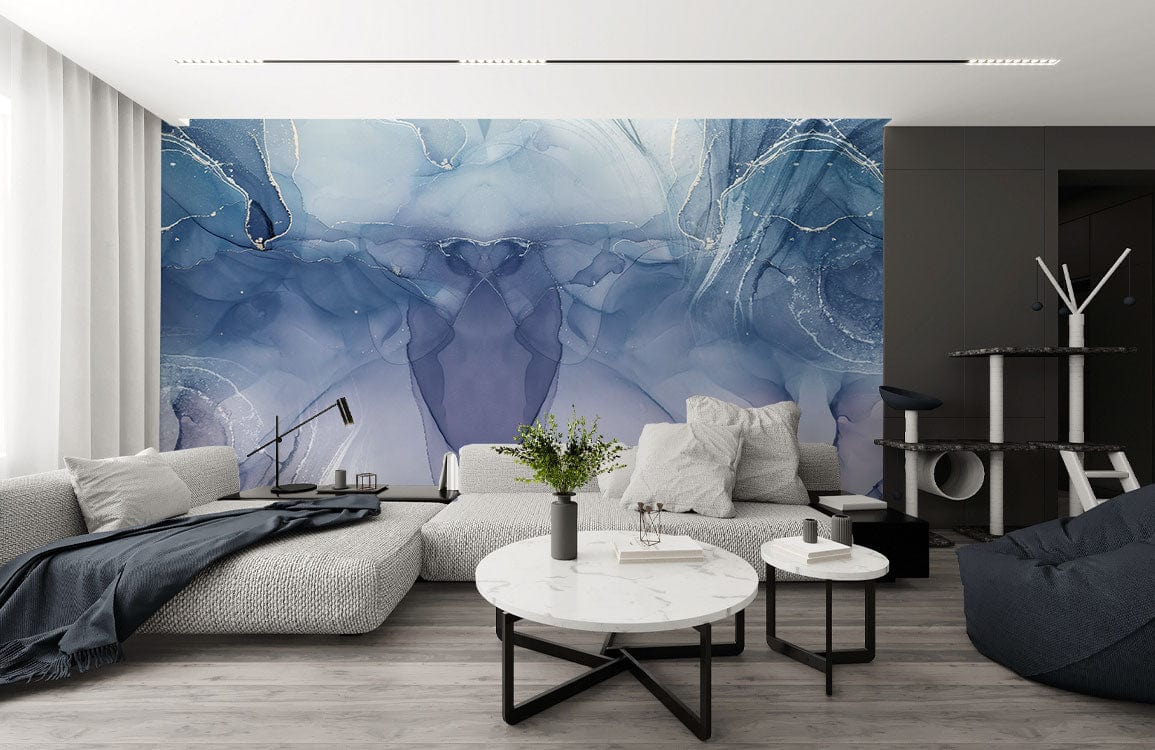 cooler blue marble wallpaper mural for living room decor