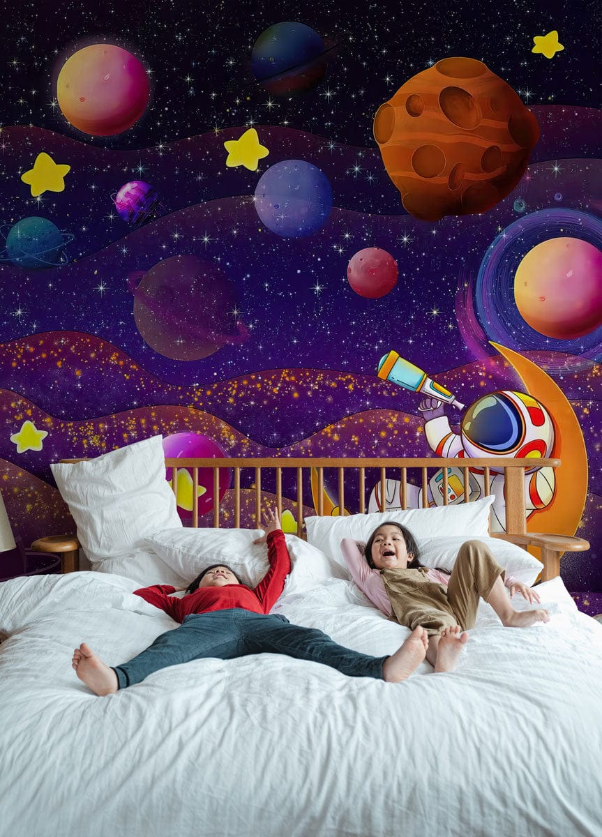 cosmonaut adventure wall mural bedroom decor