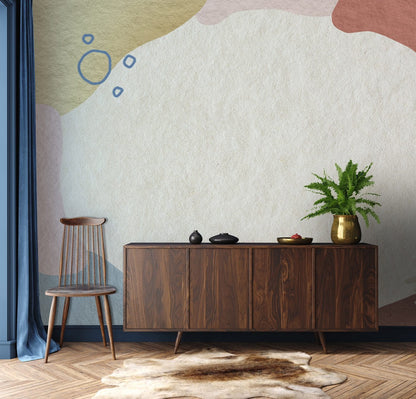 Intricate Colorful Blocks Around Wallpaper Mural for the Living Room