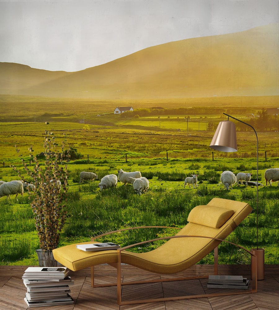 Hallway Decoration Featuring a Warm and Inviting Grassland Life Wallpaper Mural