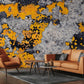 Cracked Golden Block Wall Wallpaper Mural for Use in Decorating the Living Room