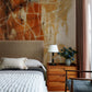 Mural Wallpaper with Cracked Orange Graffiti Design, Ideal for Use as Bedroom Decoration