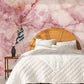 Wallpaper mural for bedroom decor featuring a cracked rose pink crystal design.