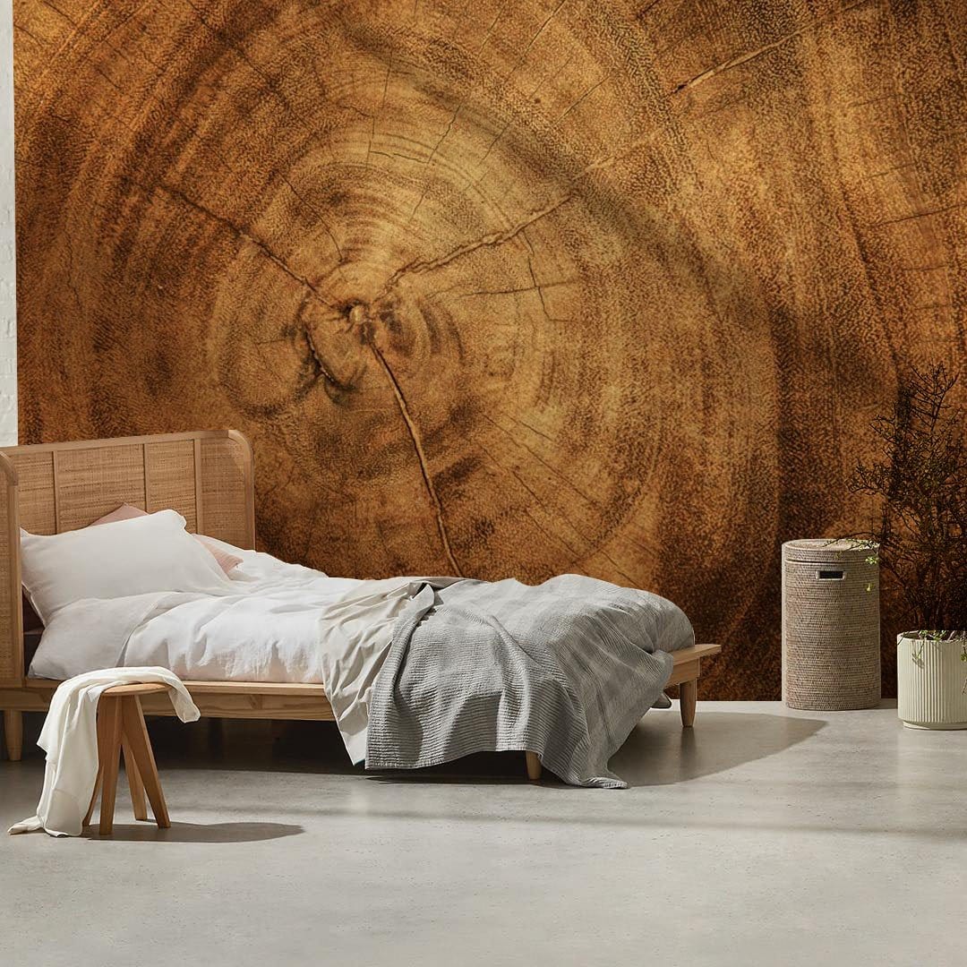annual ring wood effect wall mural for bedroom decor