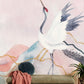 Watercolor Crane Bird Wallpaper Mural for living Room decor