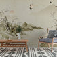 Crane Scenery Painting Wallpaper Mural Applied as Decoration in the Hallway