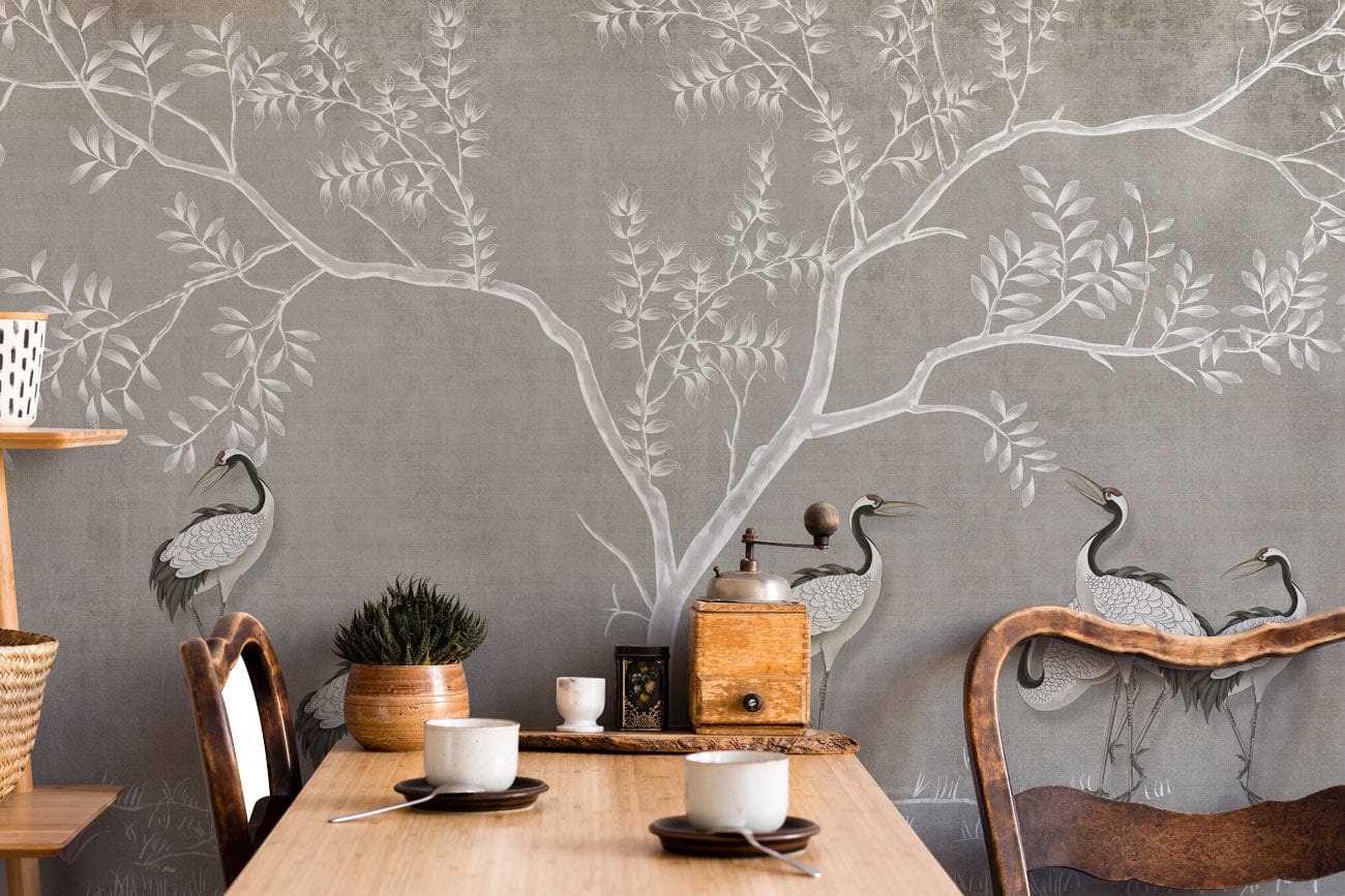 vintage animal wallpaper mural for dining room