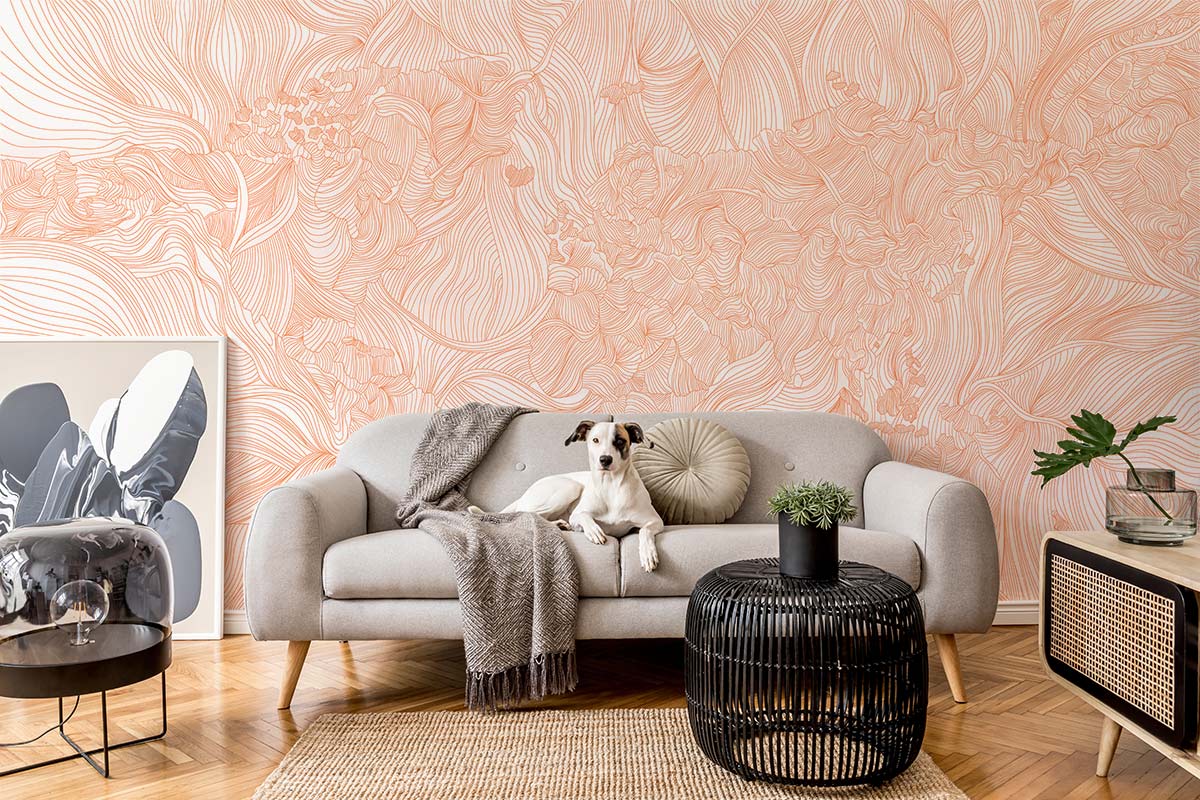 Crossing Lines Flower Wallpaper Mural for living Room design