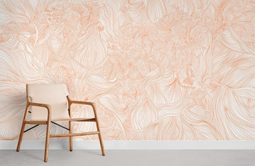 Peach Floral Abstract Mural Wallpaper