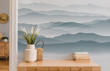 Misty Mountain Silhouette Mural Wallpaper