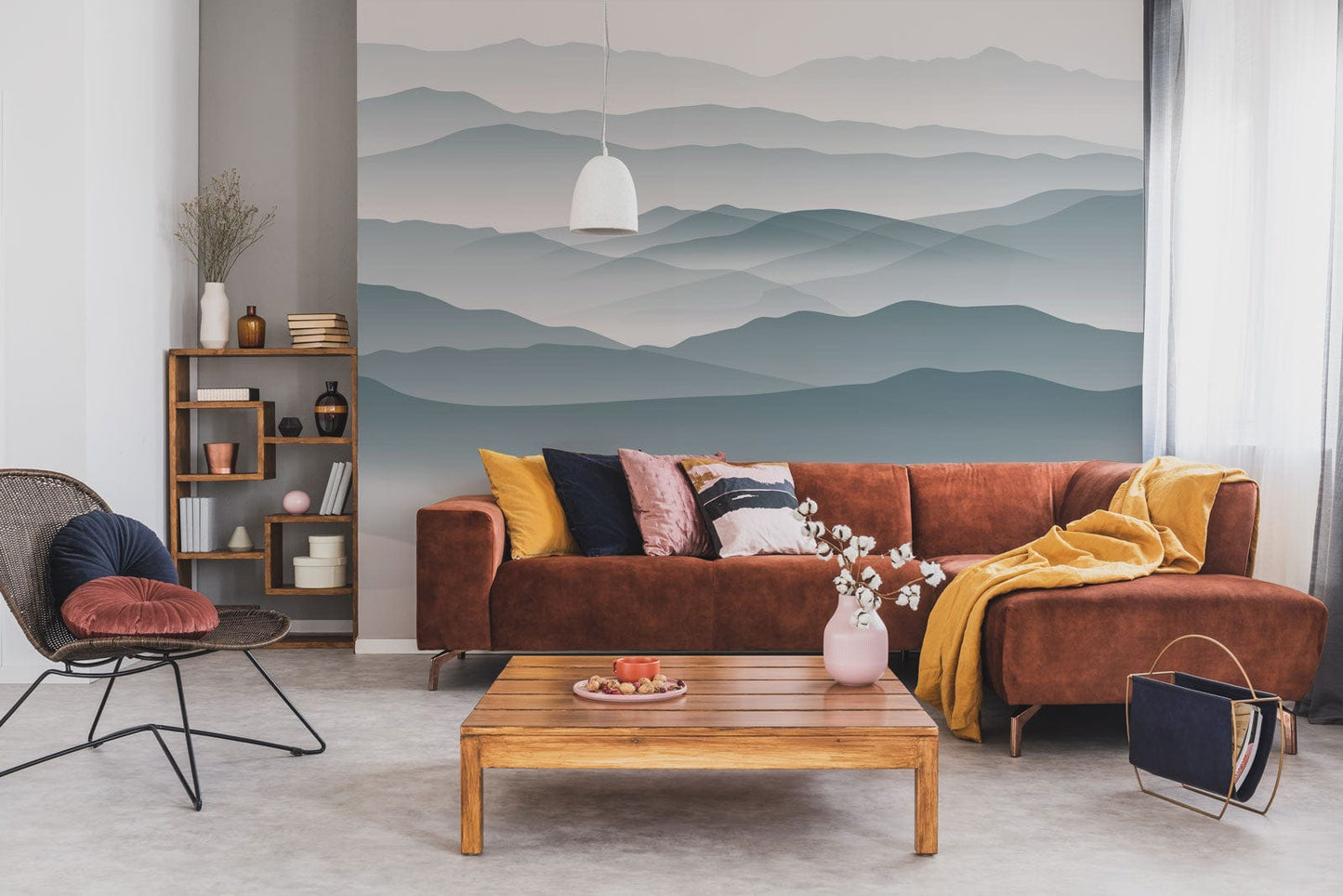 mountains landscape wall mural lounge decor