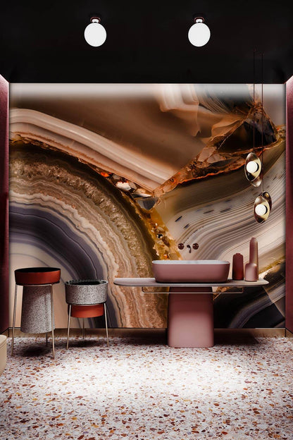 Elegant Modern Marble Mural Wallpaper in bathroom
