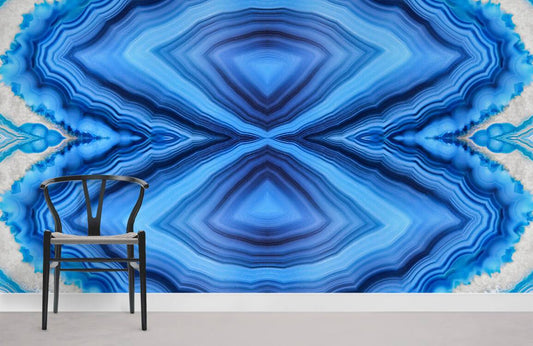 Abstract Blue Agate Geometric Mural Wallpaper