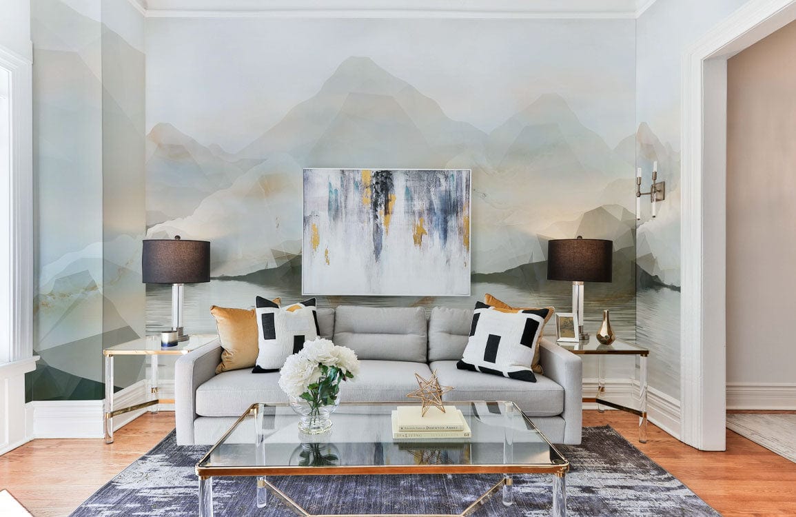 crystal mountains wall mural living room custom design