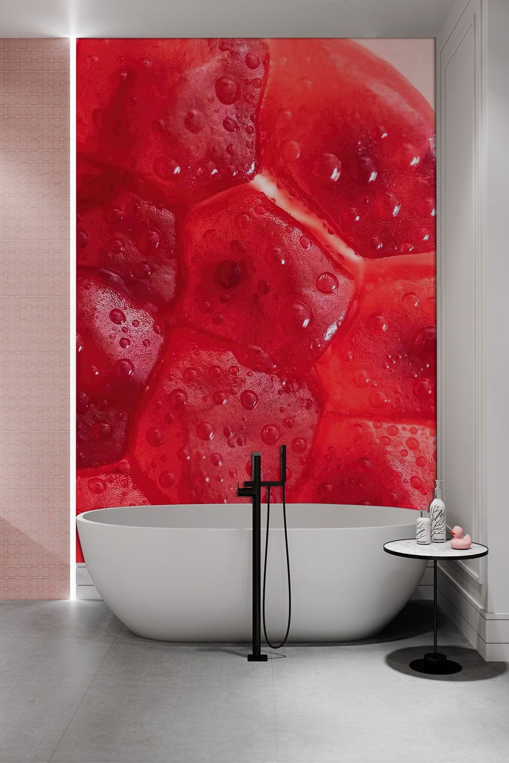 Bathroom Wall Decoration Featuring a Crystalline Pomegranate Wallpaper Mural