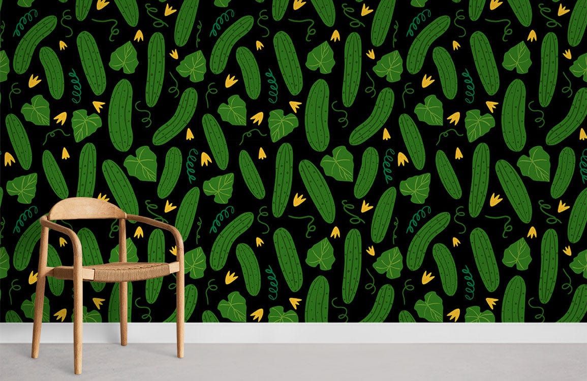 Cucumber Pattern Mural Wallpaper Room Decoration Idea