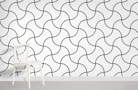 Curly Lines Art Deco Mural Wallpaper For Home