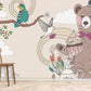 Bear wallpaper mural suitable for use in a child's room.