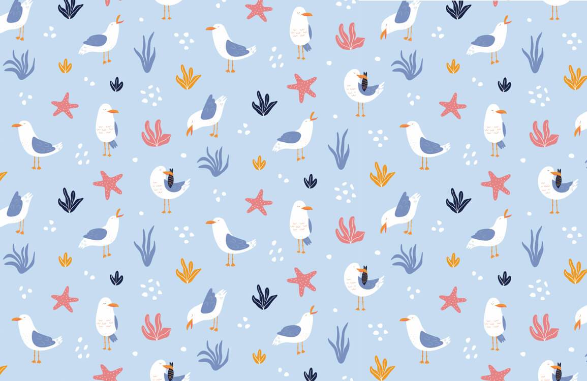 Coastal Seagull Ocean Life Mural Wallpaper