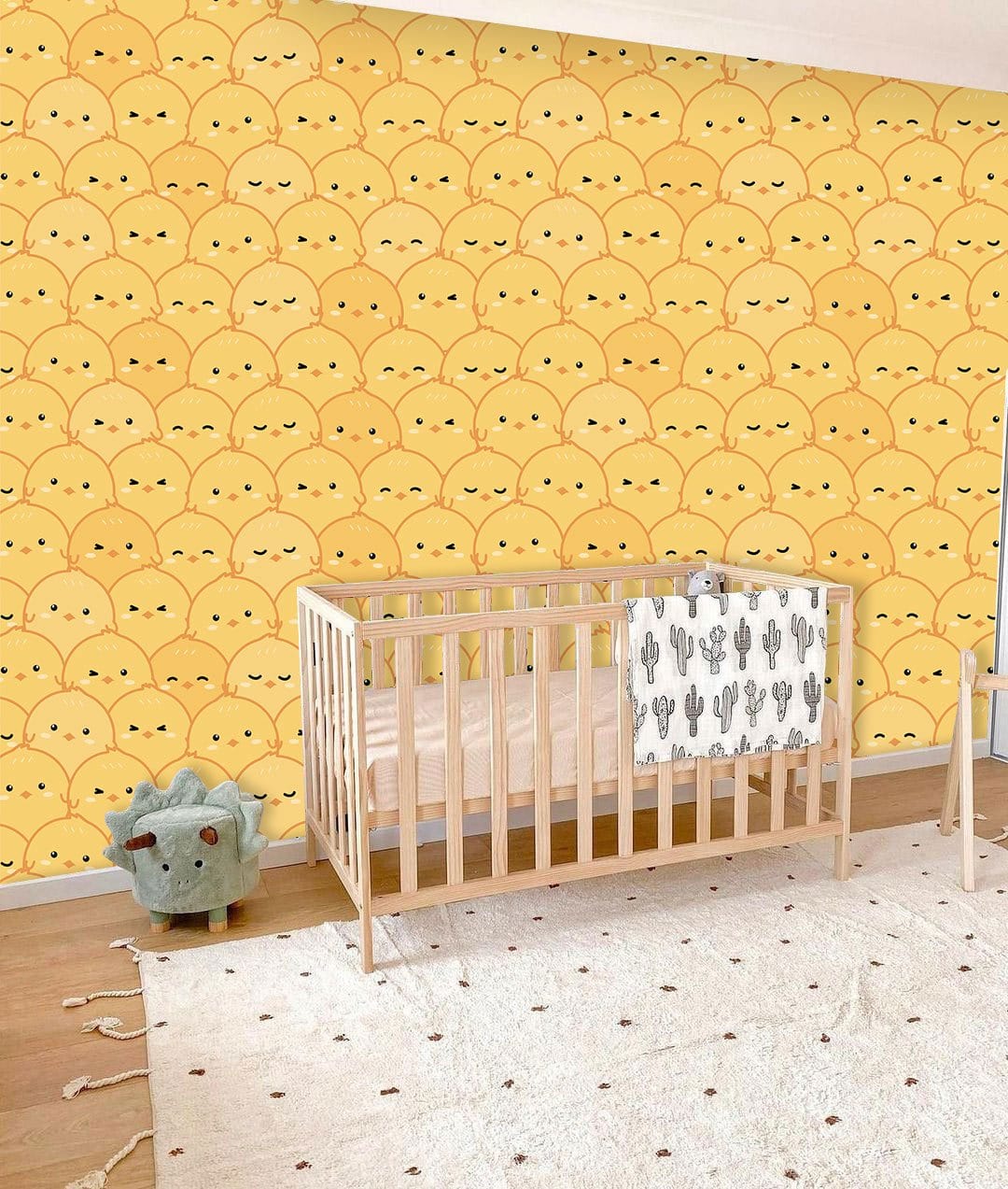 Sunny Yellow Cute Chick Mural Wallpaper in nursery