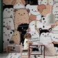 Kid's room wallpaper painting with a Menagerie of Animals