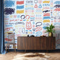 Multi-color cute Graffiti Wallpaper Mural for living room