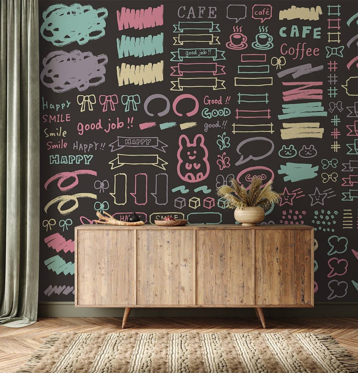 Colorful cute patterns Wallpaper Mural for living Room decor